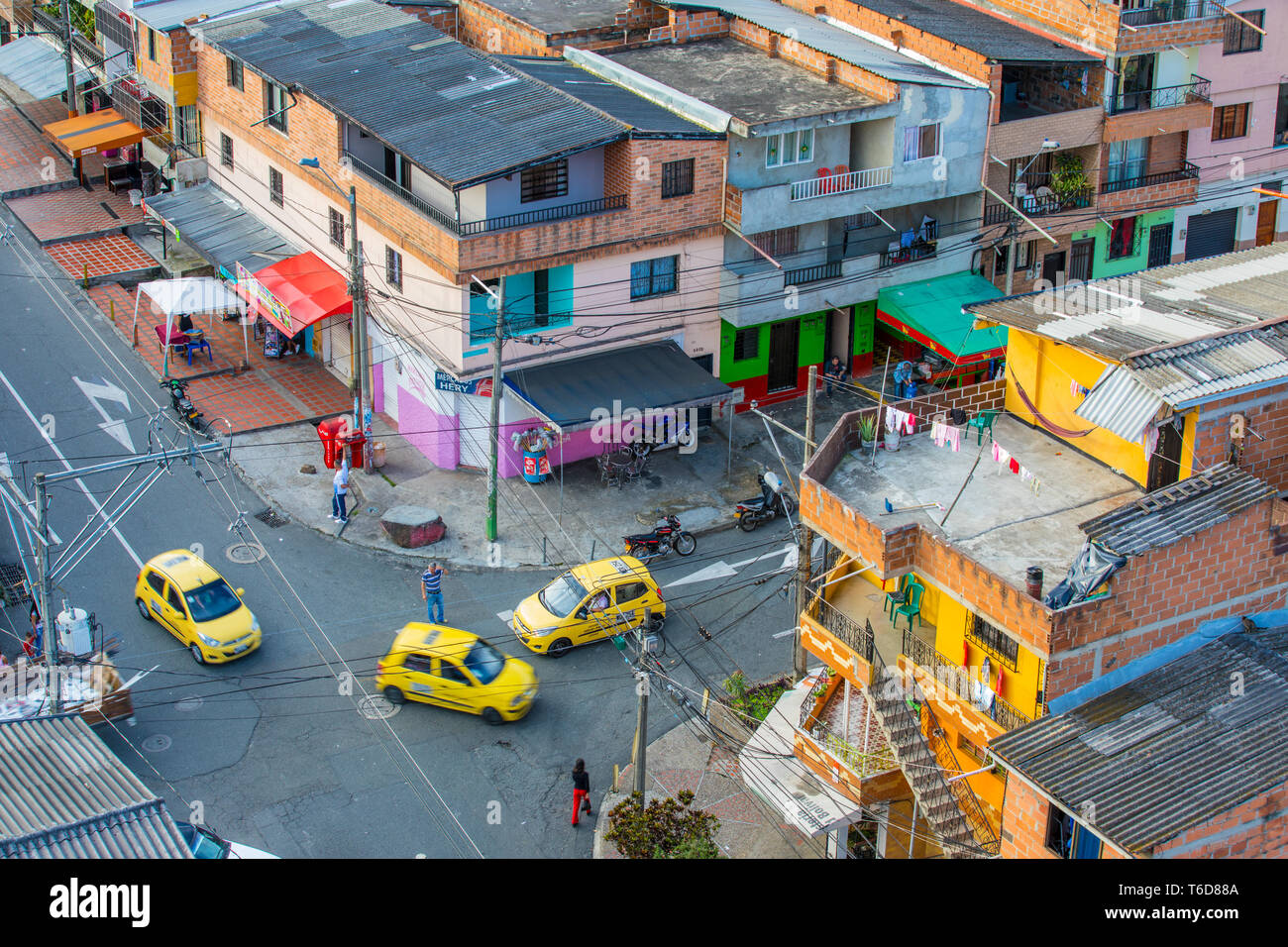 Castilla district Medellin vista aerea crossing Foto Stock