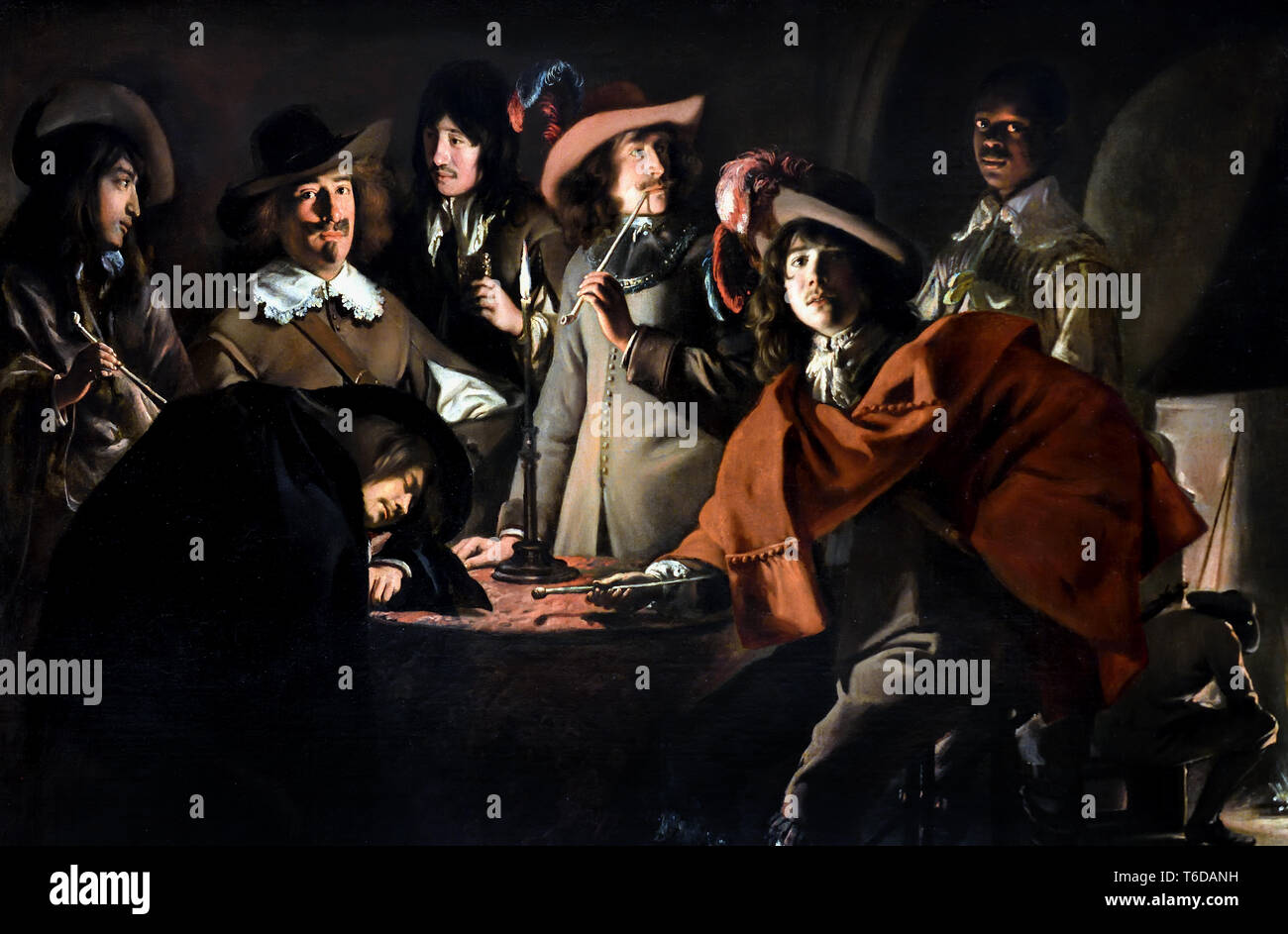 I fumatori in un interno da Louis Le Nain 1593 - 1677 e Mathieu Le Nain 1643 LE NAIN Parigi, Franch francese. Foto Stock