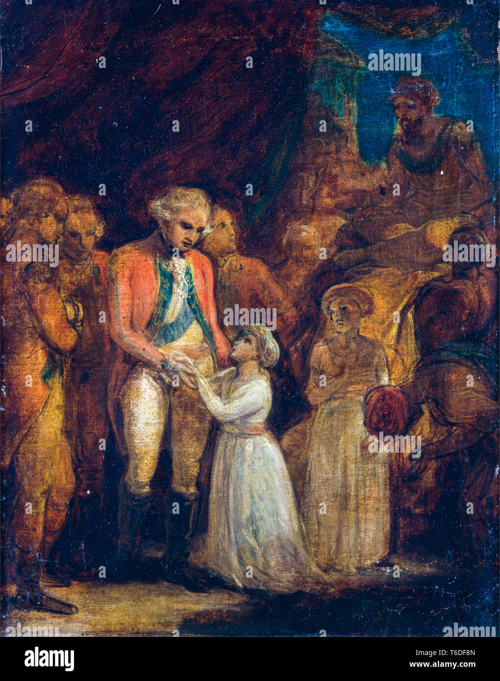 Robert Smirke, i due figli del Sultano Tipu, Sultano di Mysore, essendo consegnato come ostaggi al generale Cornwallis, c. 1792 Foto Stock
