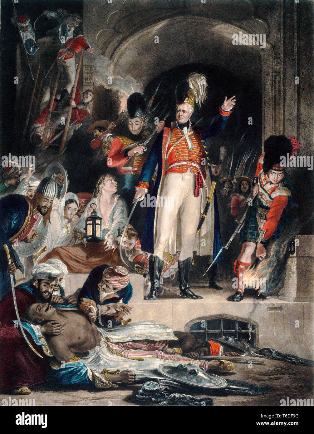 Il generale Sir David Baird scoprendo il corpo del Sultano Tipu dopo storming Seringapatam il 4 maggio 1799, dipinto da David Wilkie , incisi da John Burnett, 1843 Foto Stock