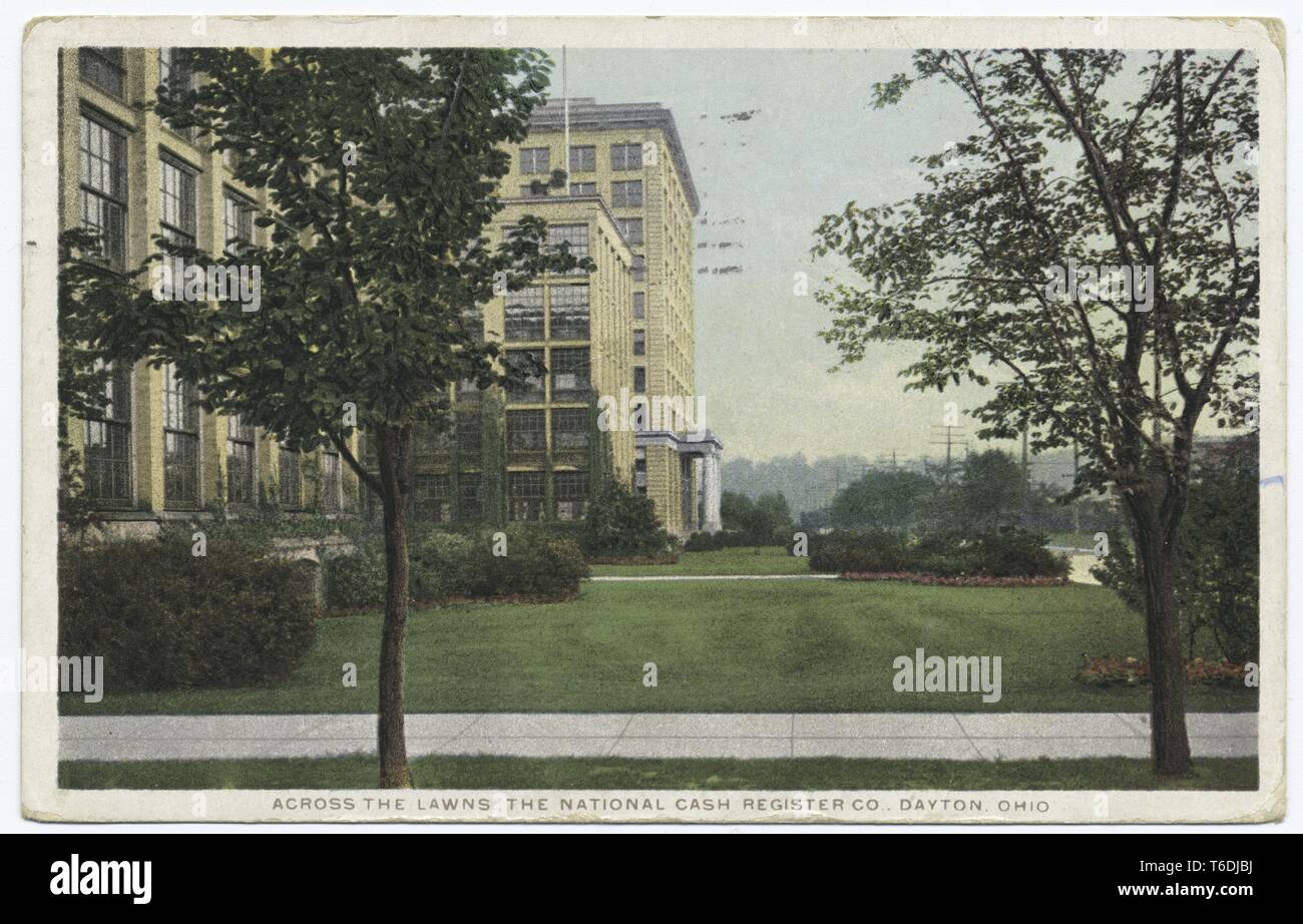 Cartolina raffigurante la facciata della National Cash Register Azienda a Dayton, Ohio, 1914. Dalla Biblioteca Pubblica di New York. () Foto Stock