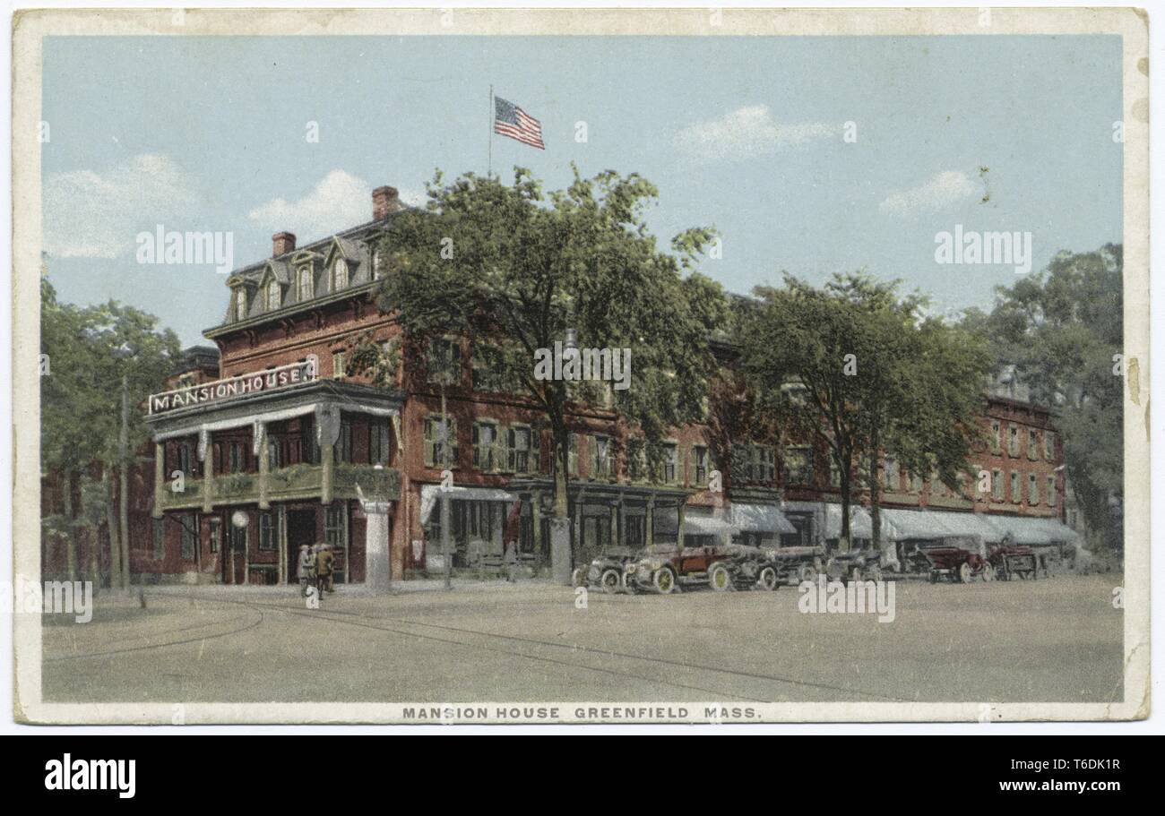 Detroit Publishing Company cartolina vintage riproduzione del Mansion House a Greenfield, Massachusetts, 1914. Dalla Biblioteca Pubblica di New York. () Foto Stock