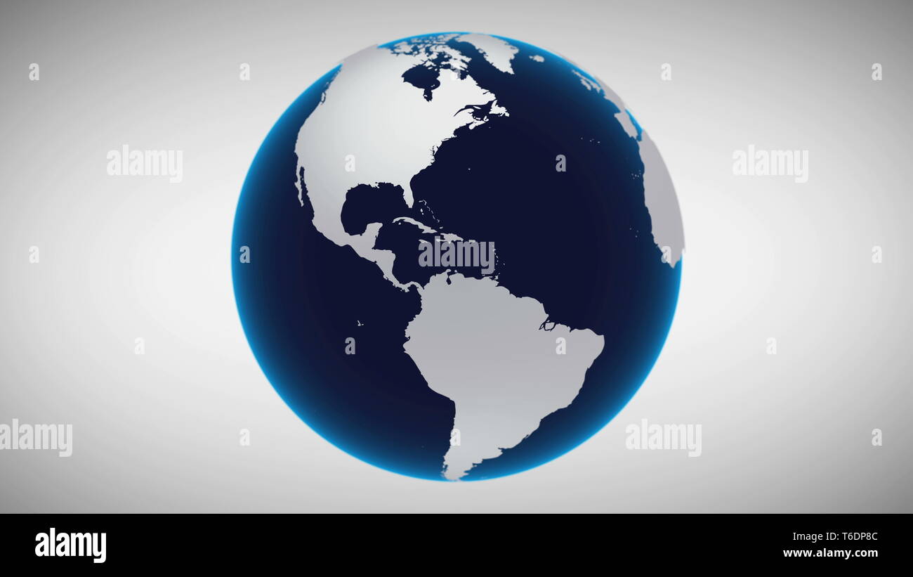 Movimento Terra isolato il concetto di Business dello sfondo. Pianeta di rotazione mappa Zoom universo oggetto celeste Digital continenti superficie. Global Technology Deep Outer Space Exploration Animazione 3D Foto Stock