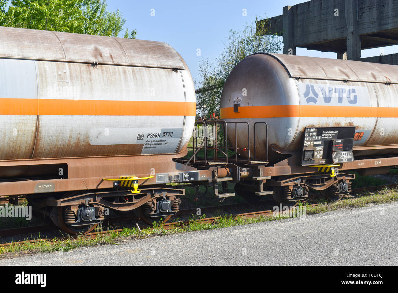 Bucarest, Romania - 20.04.2019 - Treno tanker Foto Stock