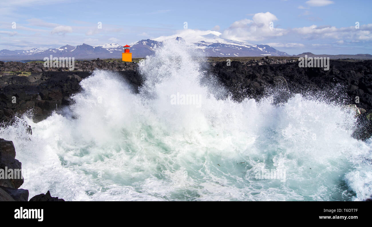 Faro sul costo di Islanda, Snaefellsnes Foto Stock