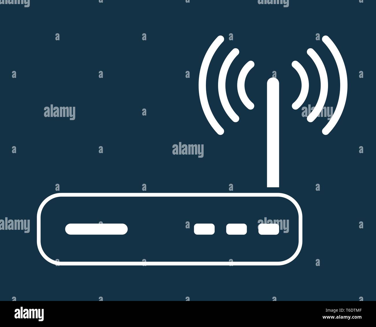 Router Internet o dispositivo modem con segnale wifi icona outline Symbol Illustrazione Vettoriale