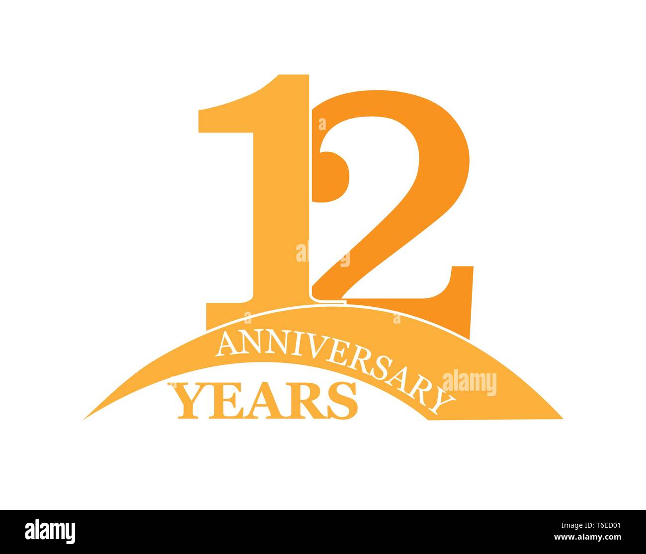12 anni di anniversario, piatto semplice design, logo Illustrazione Vettoriale