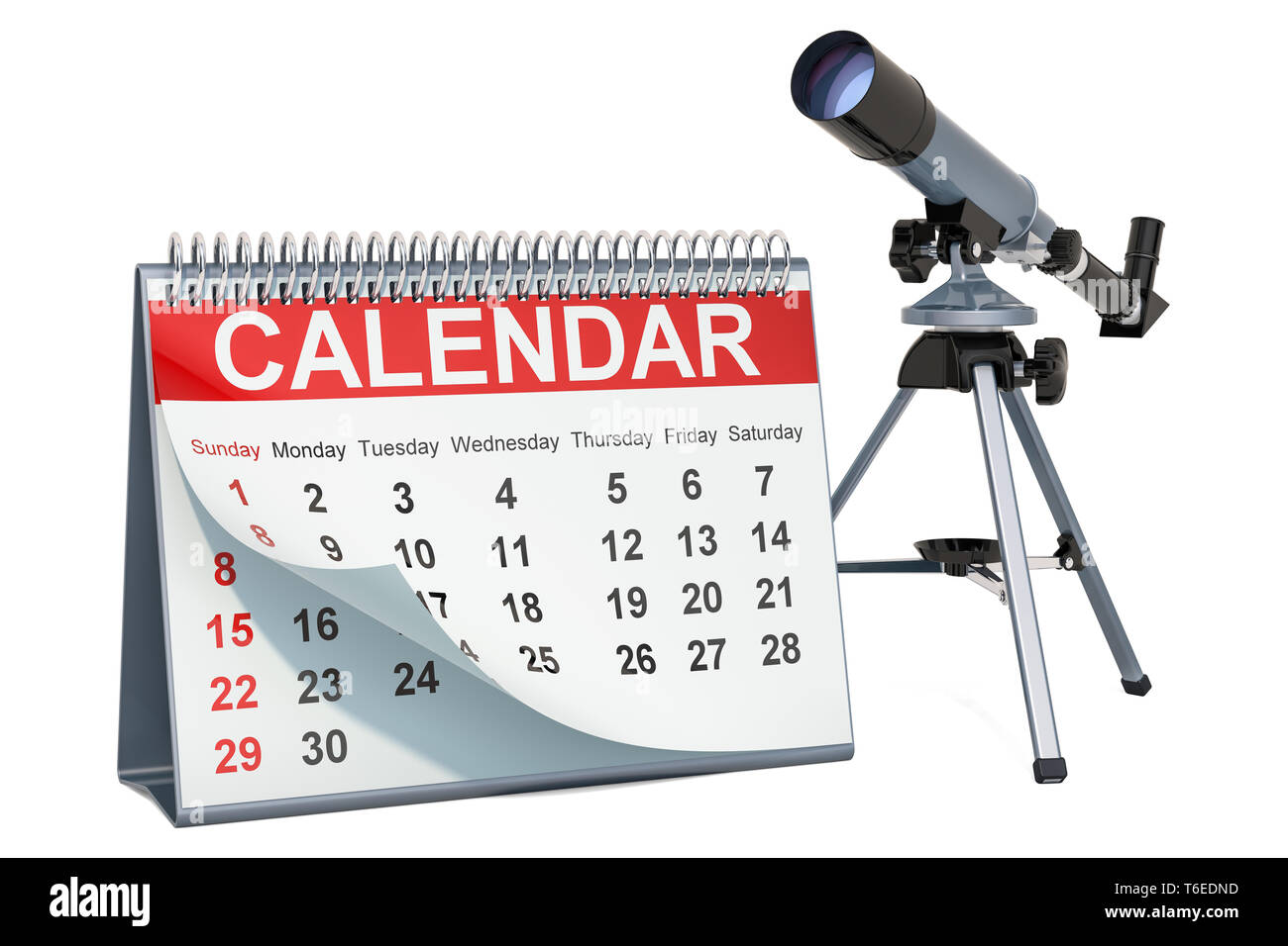 Astronomia Calendario degli eventi celesti, concetto. 3D rendering isolati su sfondo bianco Foto Stock