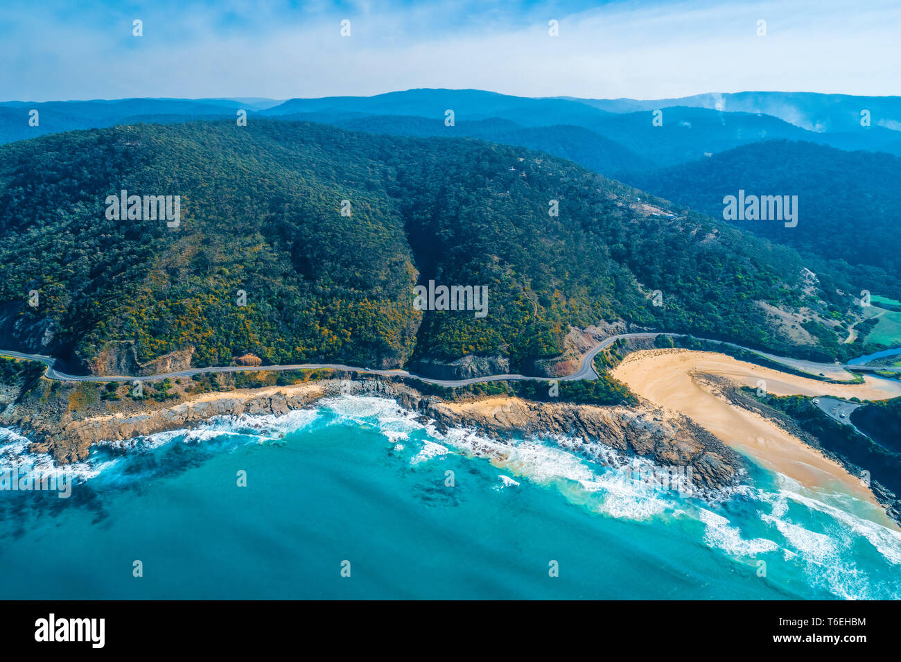 Vista aerea della famosa Great Ocean Road Foto Stock