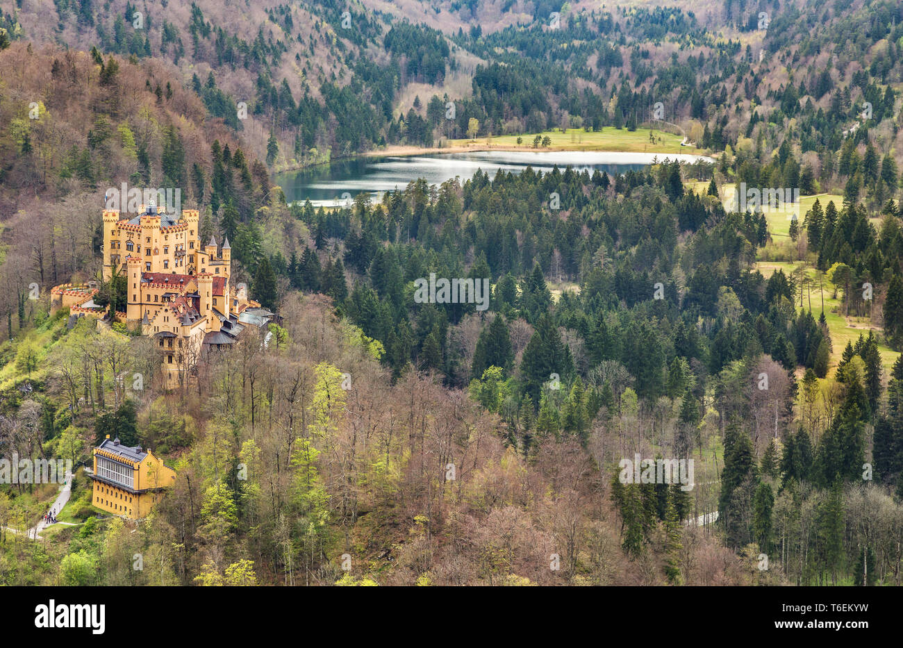 Mondo-famoso Castello di Hohenschwangau, Fussen, Baviera, Germania Foto Stock