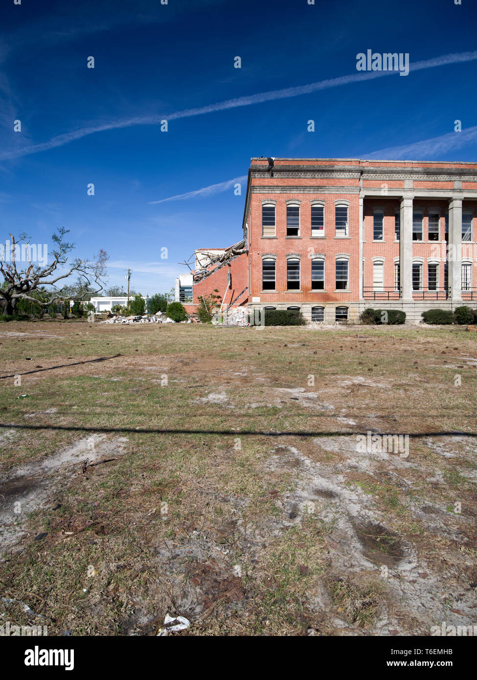 Distruzione causata dall'uragano Michael nella città di Panama, Florida. Foto Stock