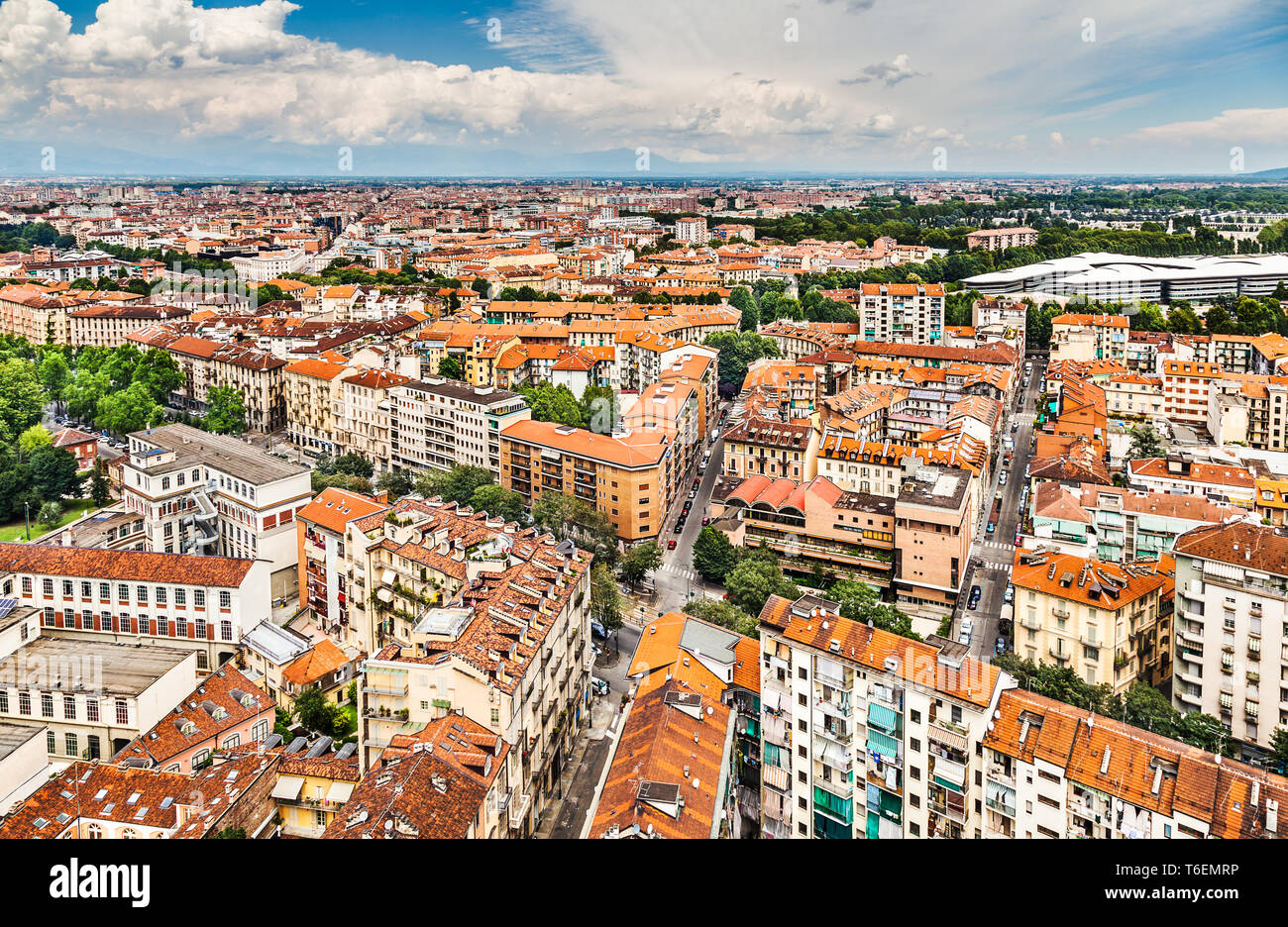 Vista aerea della città di Torino. Italia Foto Stock
