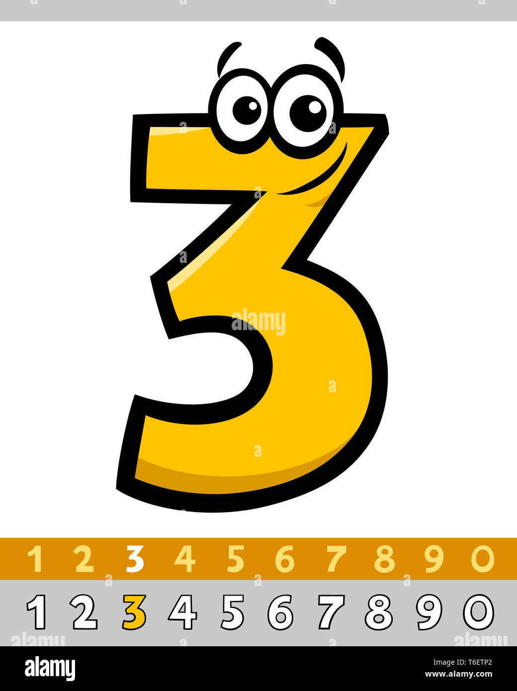 Numero tre cartoni animati Foto Stock