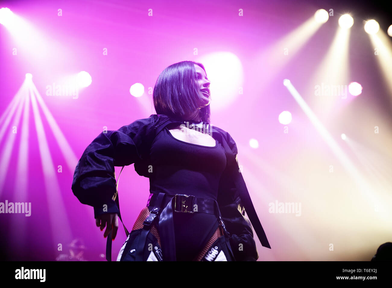Barcellona - Ott 7: Becky G (latino pop e reggaeton band) eseguire in concerto presso il Razzmatazz tappa il 7 ottobre 2018 a Barcellona, Spagna. Foto Stock