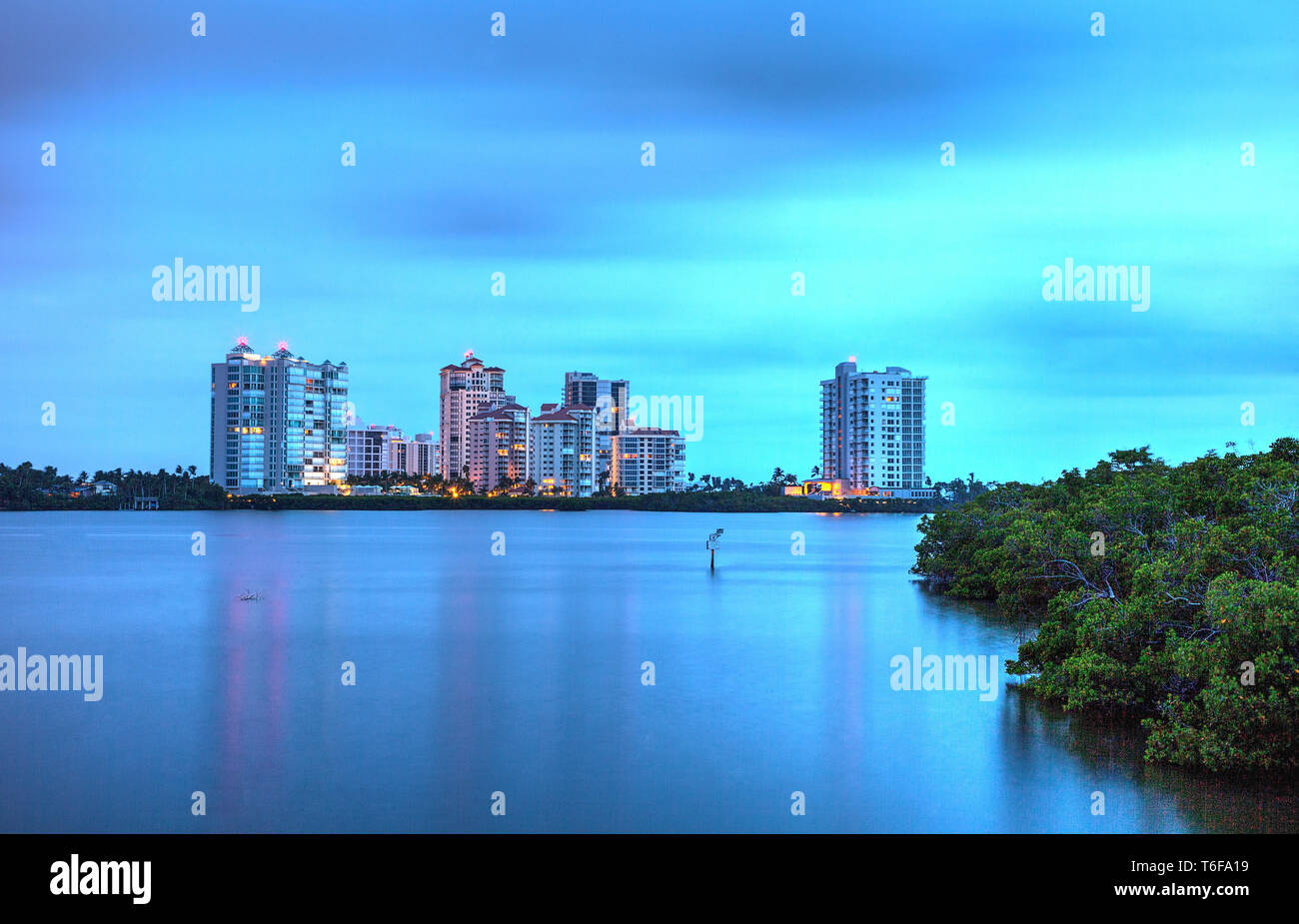 Notte di oltre il Clam Pass Beach in Naples, Florida Foto Stock