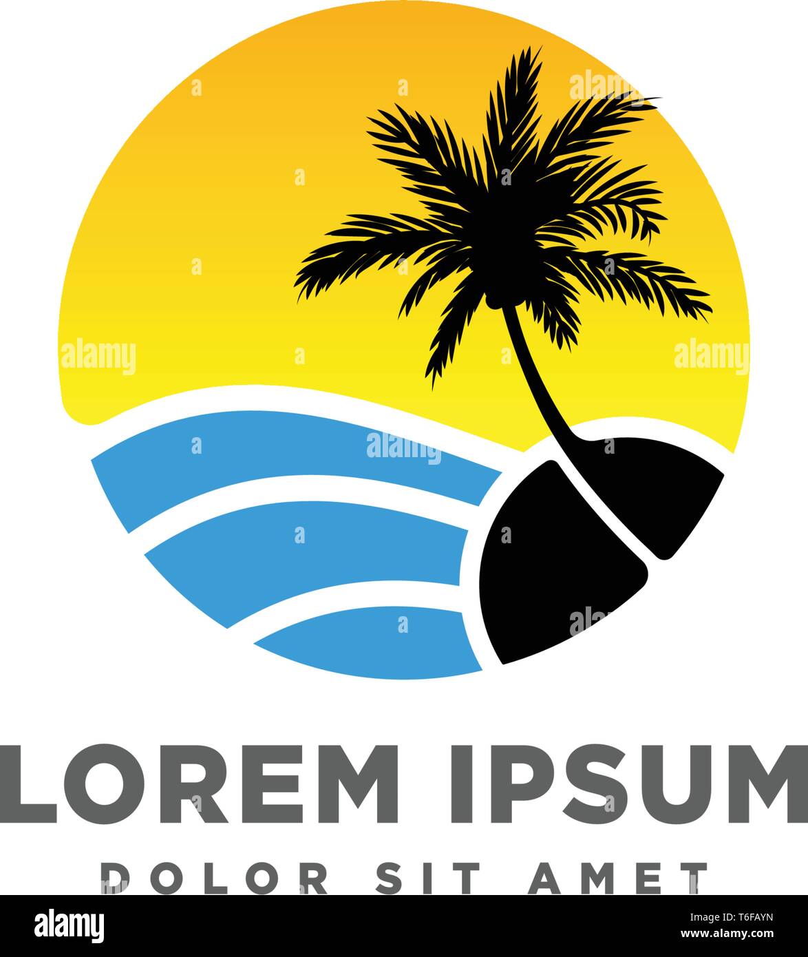 Spiaggia tramonto logo design icona vettore elemento, tramonto concetto logo - vettore Illustrazione Vettoriale