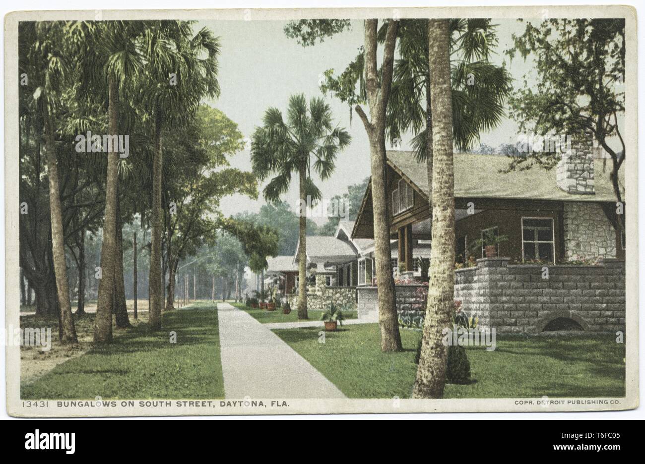 Detroit Publishing Company cartolina vintage la riproduzione dei bungalows su South Street a Daytona, Florida, 1914. Dalla Biblioteca Pubblica di New York. () Foto Stock