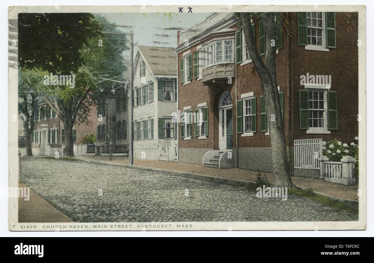 Detroit Publishing Company vintage riproduzione cartolina della Chiesa Haven on Main Street, Nantucket, Massachusetts, 1914. Dalla Biblioteca Pubblica di New York. () Foto Stock