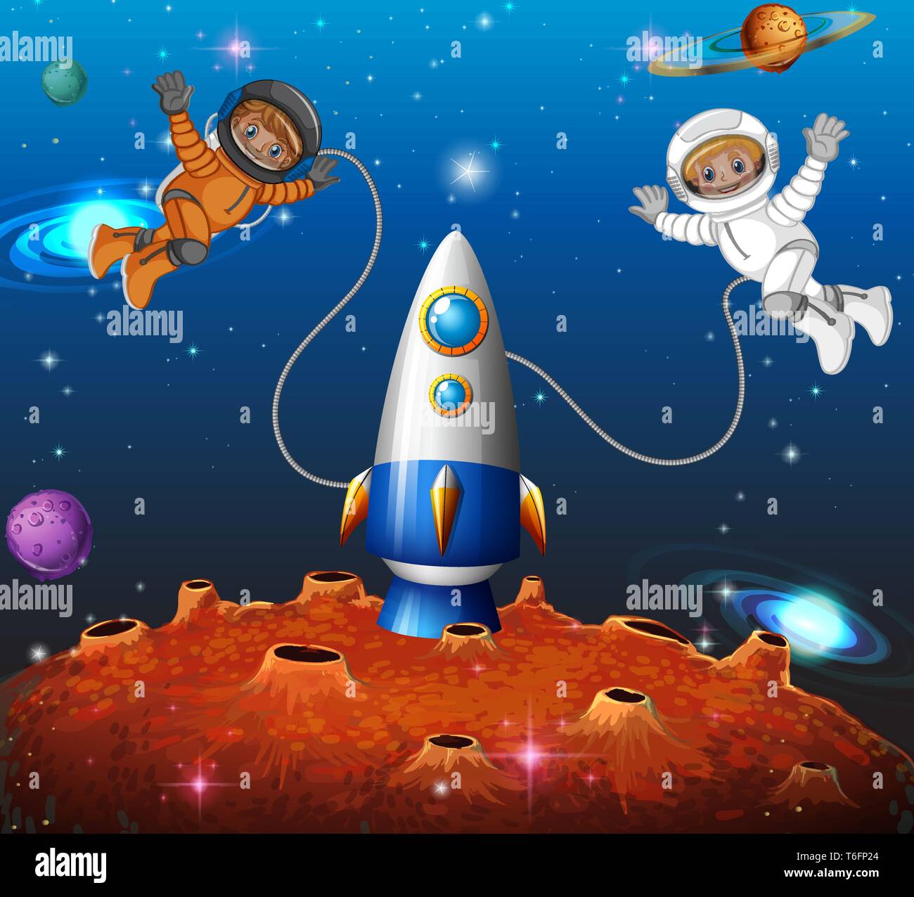 Astronauta nello spazio illustrazione Illustrazione Vettoriale