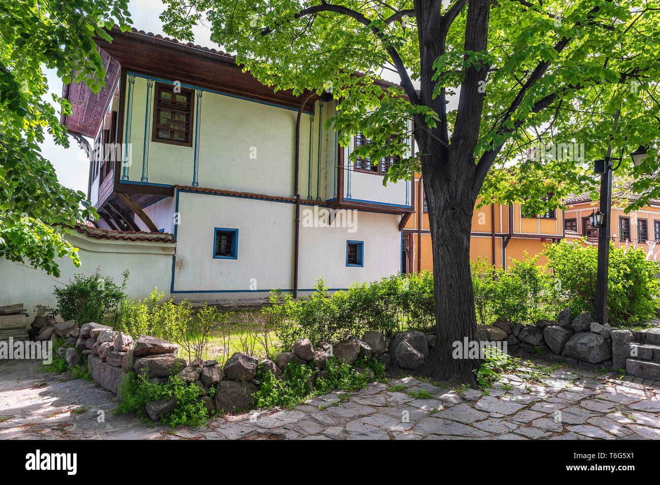 Casa a partire dal periodo di rinascita bulgara nella città vecchia di Plovdiv, capitale europea della cultura, Bulgaria, Europa Foto Stock