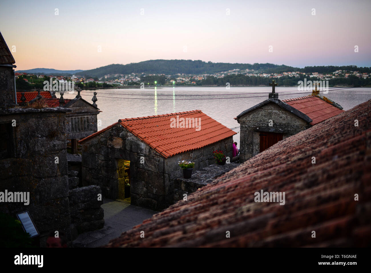 Combarro villaggio nella provincia di Pontevedra, Galizia, Spagna Foto Stock