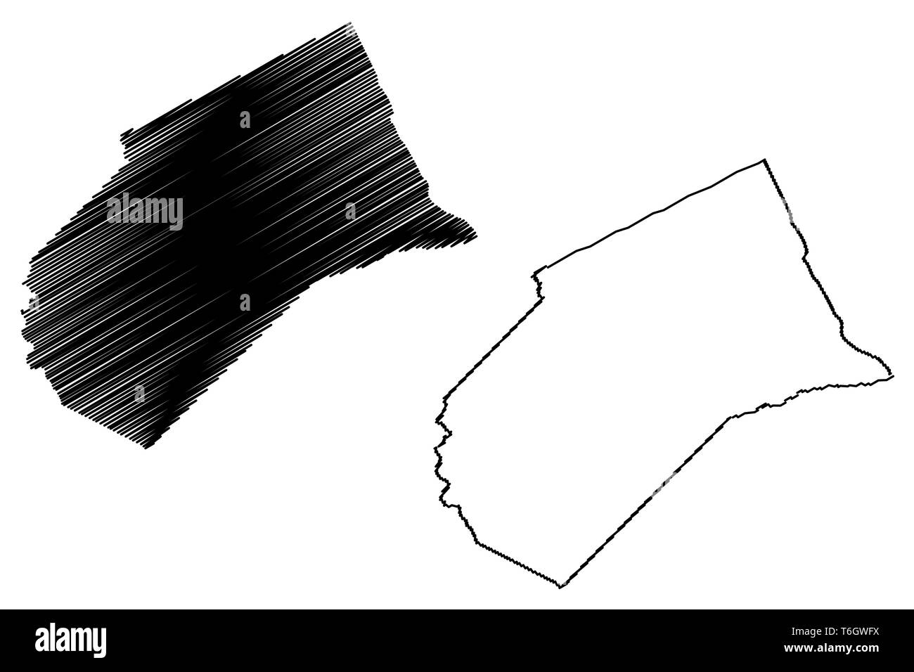 Merced County, California (contee della California, Stati Uniti d'America,USA, Stati Uniti, US) mappa illustrazione vettoriale, scribble schizzo Merced mappa Illustrazione Vettoriale