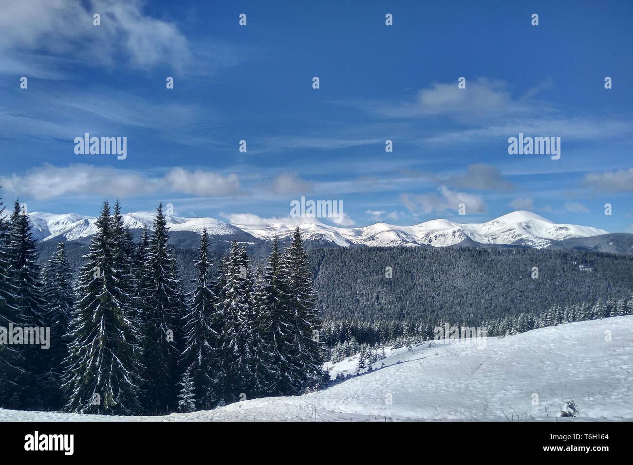 Inverno in montagna. La stagione sciistica. Foto Stock