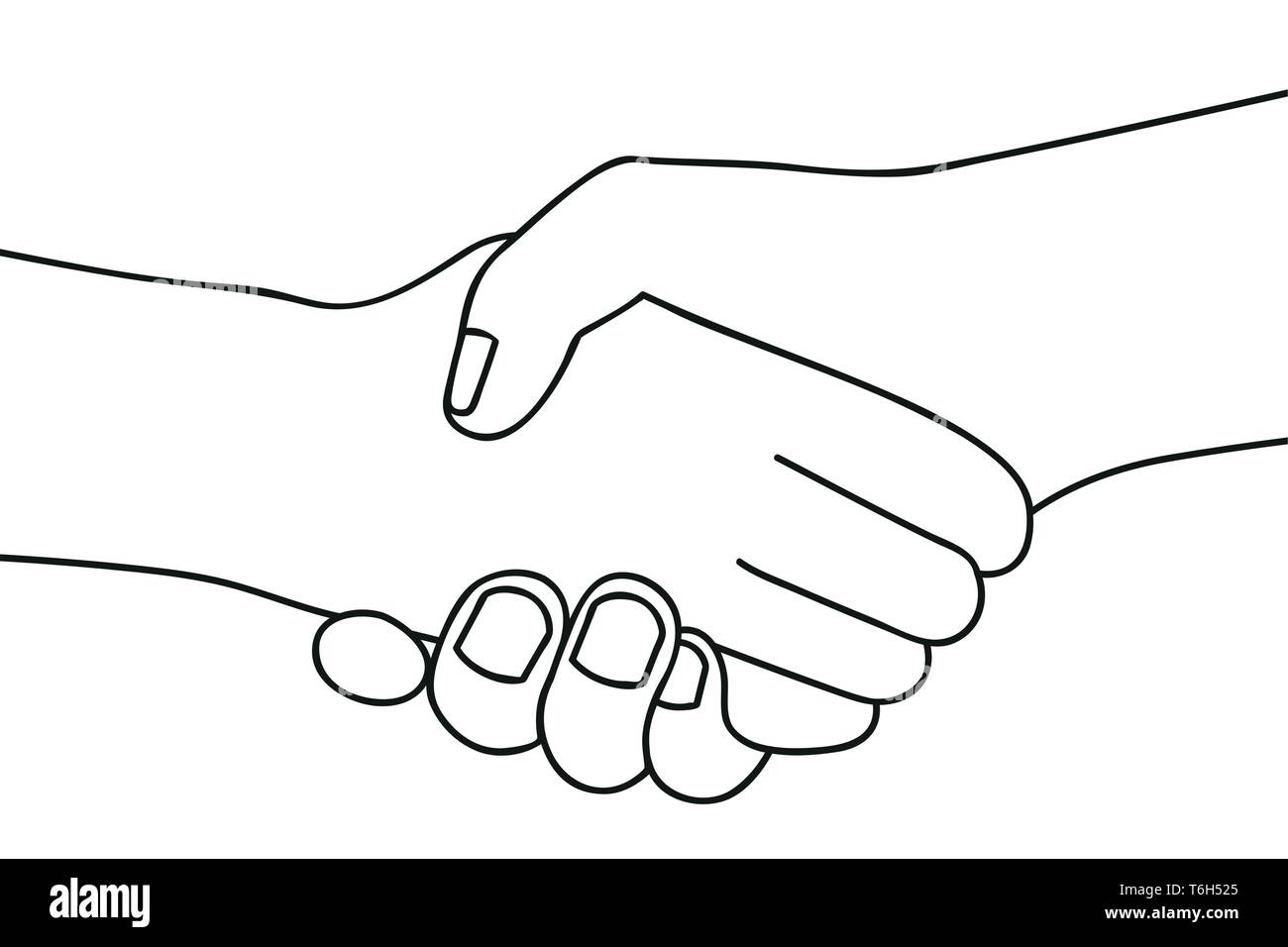 Stretta di mano due persone agitare le mani schizzo su sfondo bianco illustrazione vettoriale EPS10 Illustrazione Vettoriale