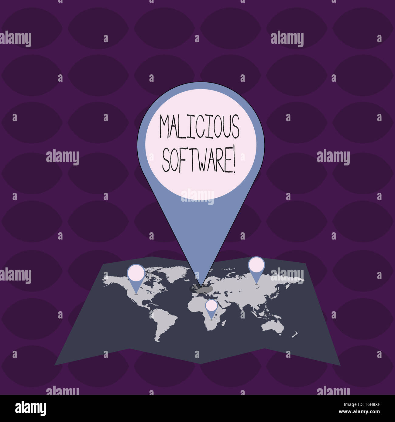 Testo della scrittura di software dannoso. Foto concettuale il software che porta il danno a un sistema di computer colorato enorme marcatore di posizione perno rivolto a Foto Stock