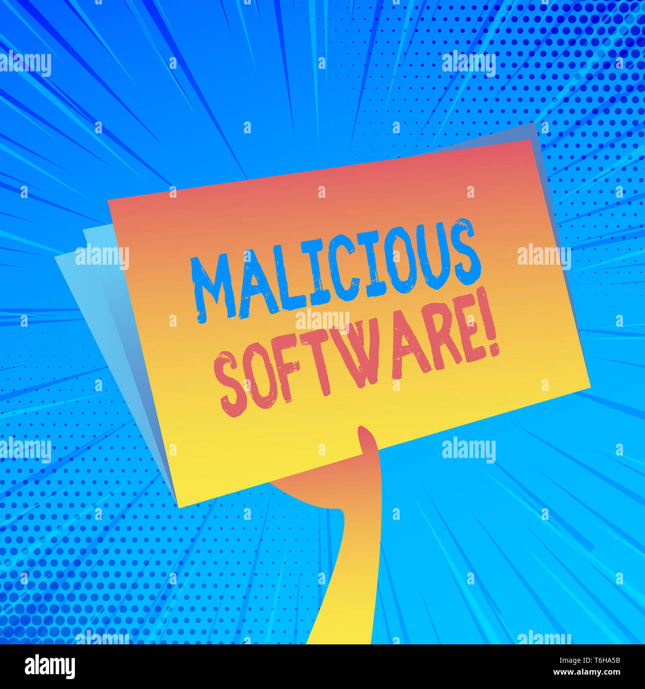 Testo della scrittura di software dannoso. Foto concettuale il software che porta il danno ad un sistema a calcolatore mano azienda e aumentando lo spazio vuoto colorato Foto Stock