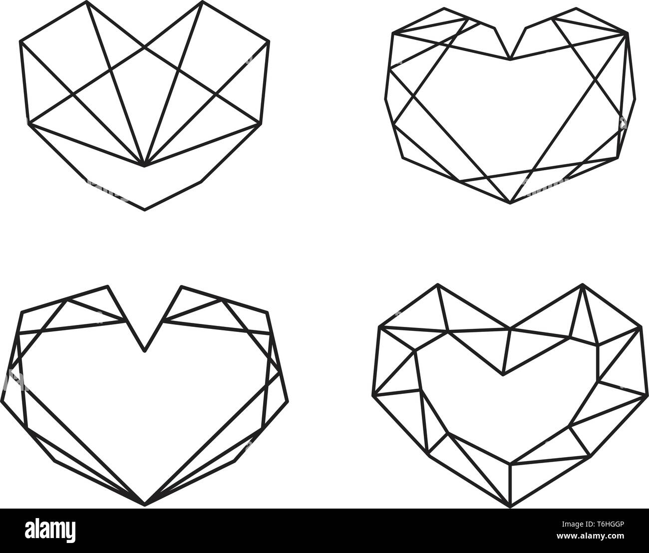 Cuore geometrica raccolta Shapes. Set di loghi di cuore nel vettore. Cuore simbolo del logo e icone il giorno di San Valentino Illustrazione Vettoriale