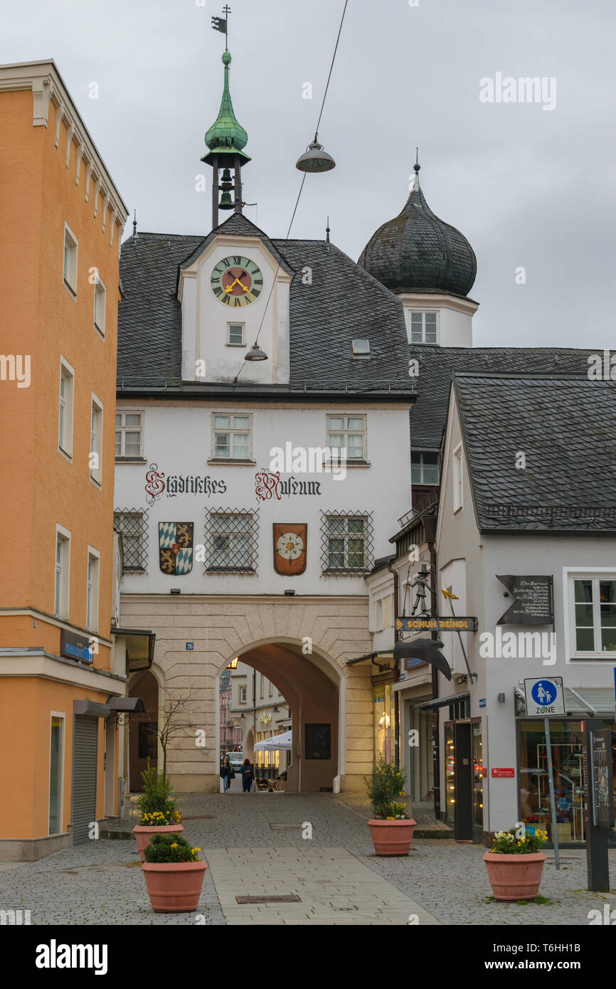Rosenheim, Germania - 4 Aprile 2019: La città di Rosenheim edificio del museo Foto Stock