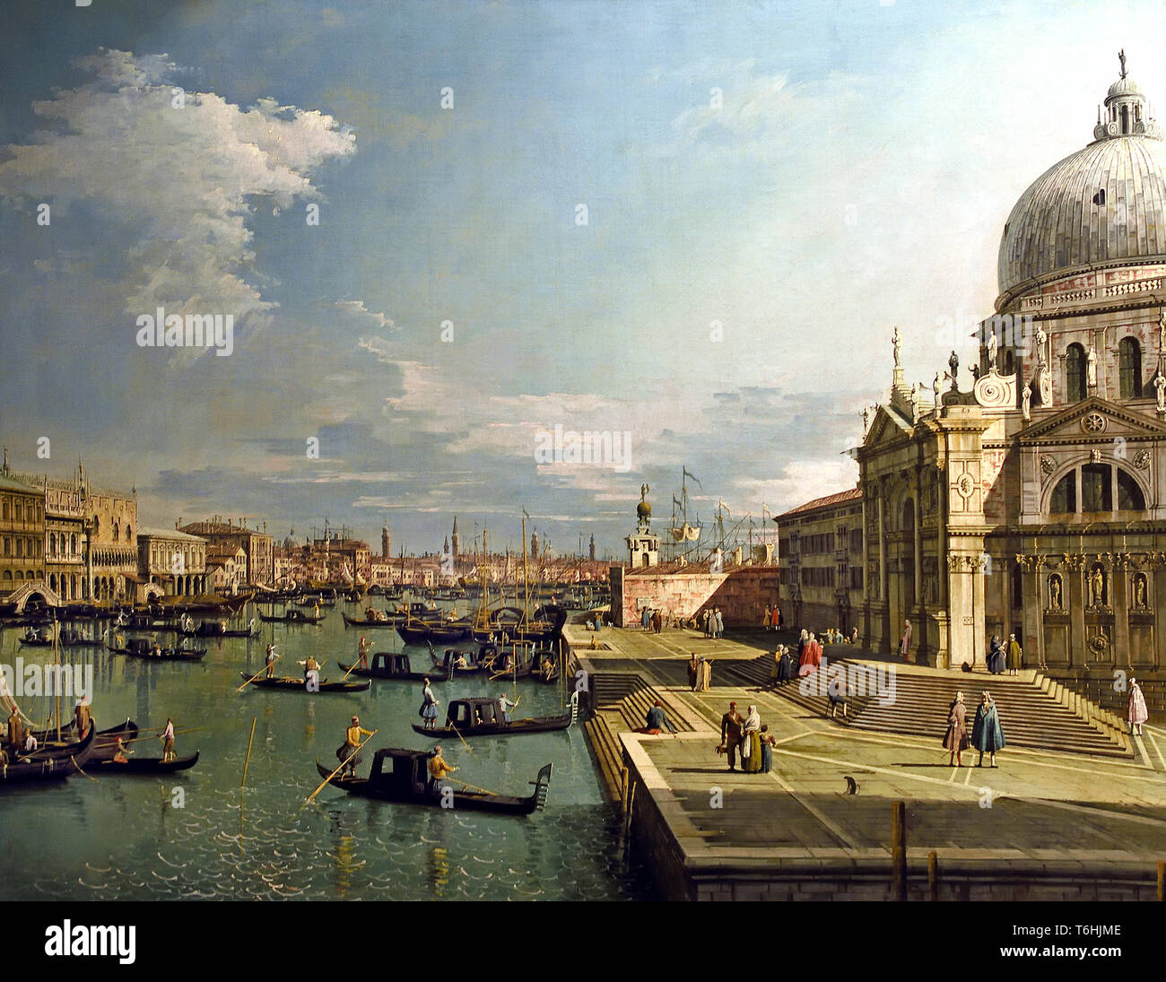 Entree du Grand Canal et l'église della Salute sul Canal Grande e sulla Chiesa della Salute 1739 da Bernardo Bellotto nato a Venezia, 1721 - Varsovie, 1780, Italiano, Italia, Foto Stock