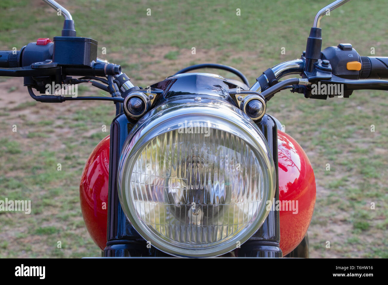 Red bike handlight e maniglia comanda Foto Stock