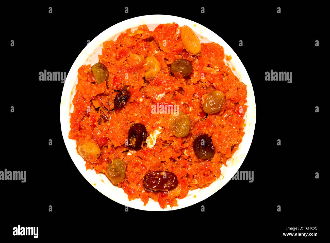 Gajar halwa carota è basato il budino fatto con khya,latte,mandorla,al pistacchio. Foto Stock