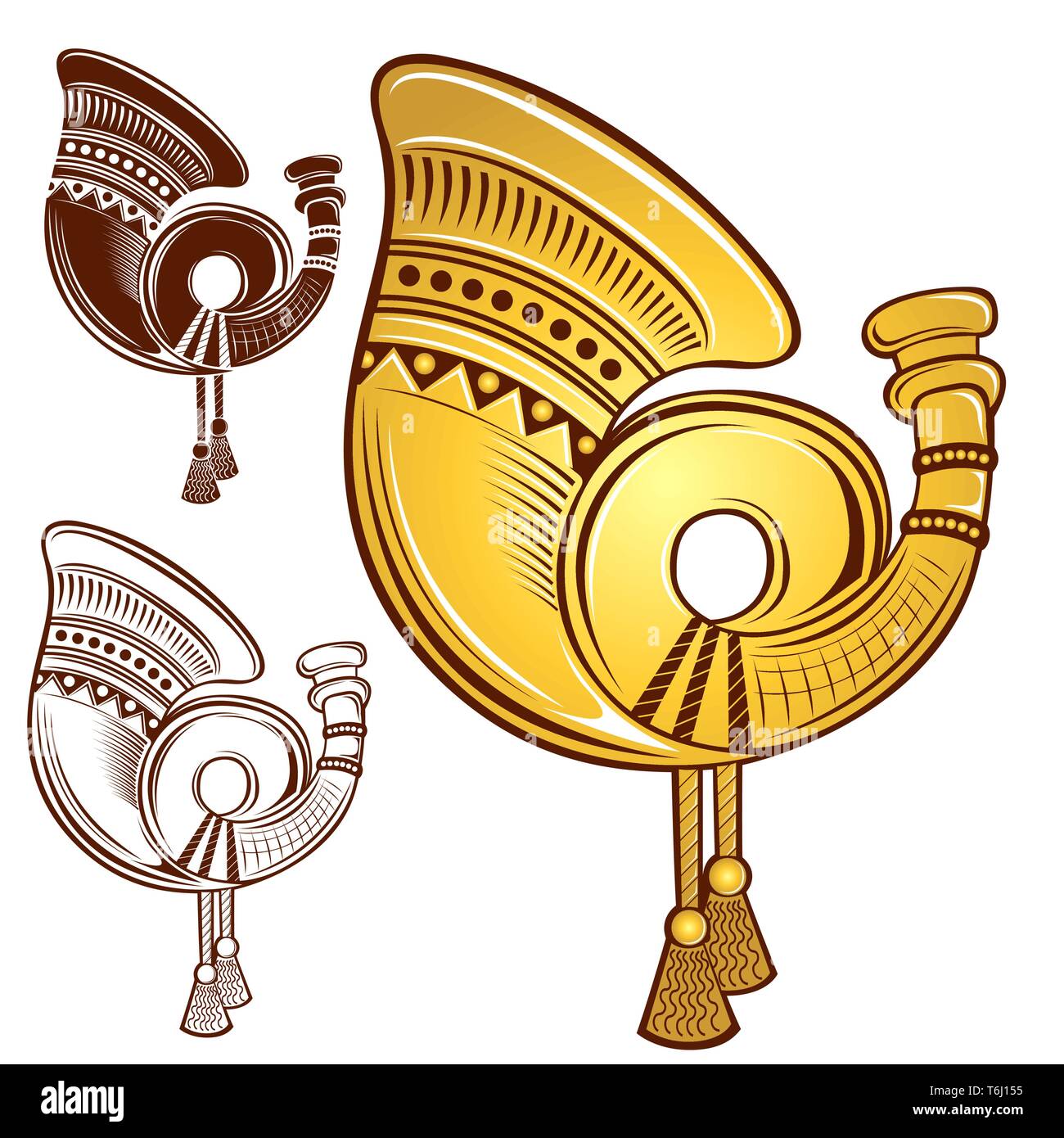 Corno postale silhouette vintage Illustrazione Vettoriale