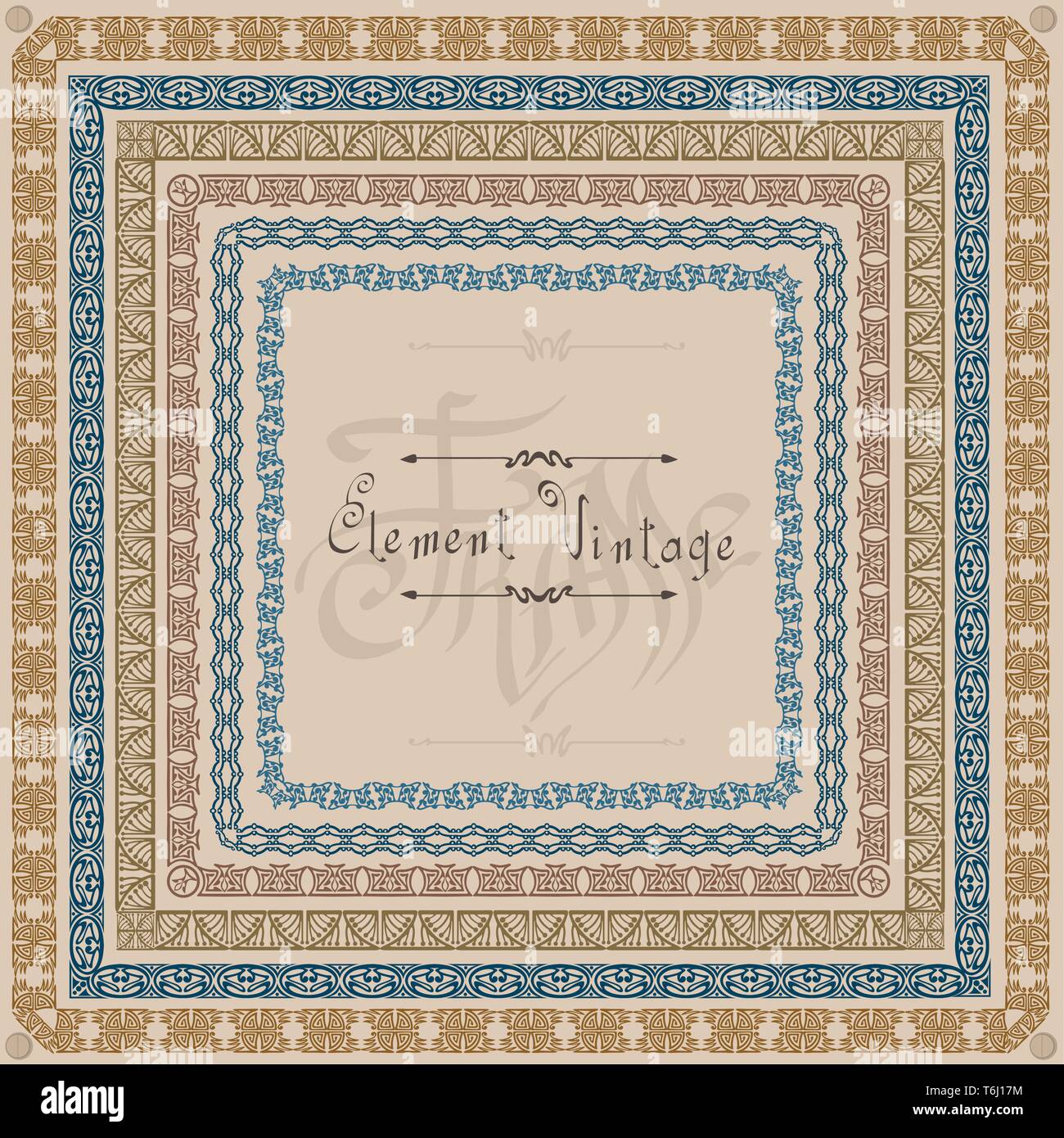 Set di diversi quadri vintage modello di frame Illustrazione Vettoriale