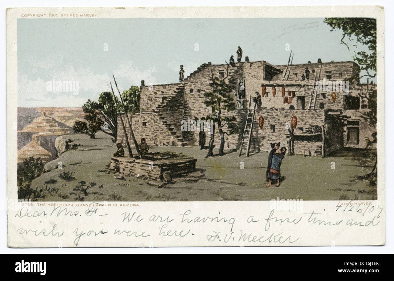 Detroit Publishing Company vintage cartolina di Hopi House nel Grand Canyon, Arizona, 1914. Dalla Biblioteca Pubblica di New York. () Foto Stock