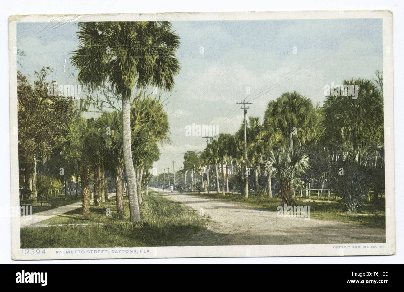 Detroit Publishing Company vintage cartolina di Palmetto Street a Daytona Beach, Florida, 1914. Dalla Biblioteca Pubblica di New York. () Foto Stock