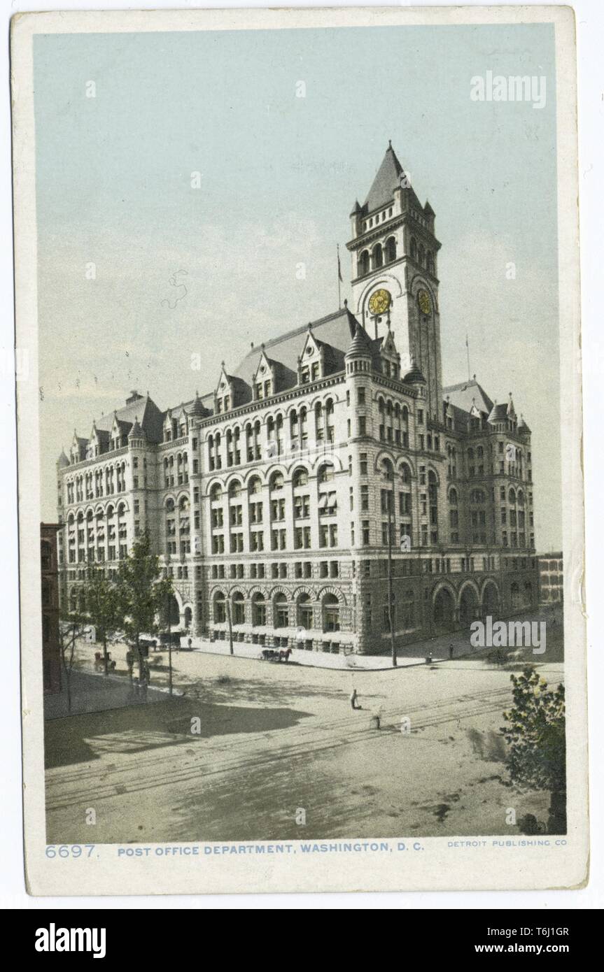 Detroit Publishing Company vintage cartolina di un ufficio postale in Washington, Distretto di Columbia, 1914. Dalla Biblioteca Pubblica di New York. () Foto Stock
