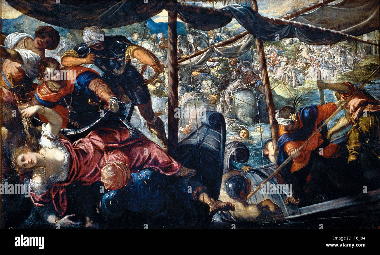 Tintoretto ( Jacopo Robusti ) - ratto di Elena o corazzata - 1588-89 Foto Stock