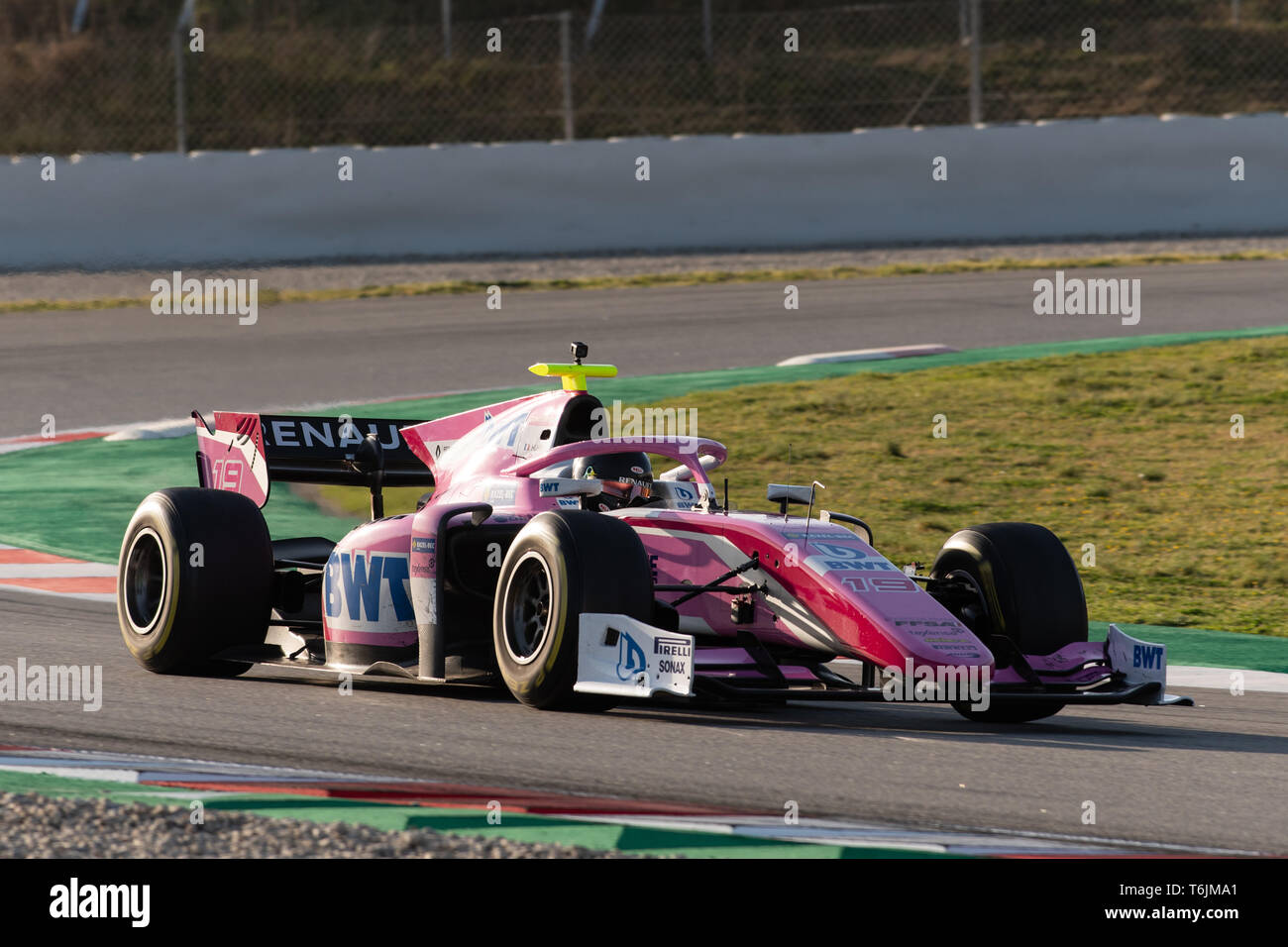 Barcellona, Spagna mar 5th, 2019 - Anthoine Hubert dalla Francia con 19 BWT Arden - sulla via durante il giorno 1 del campionato FIA di F2 2019 Pre-Season Test al Circuito de C Foto Stock