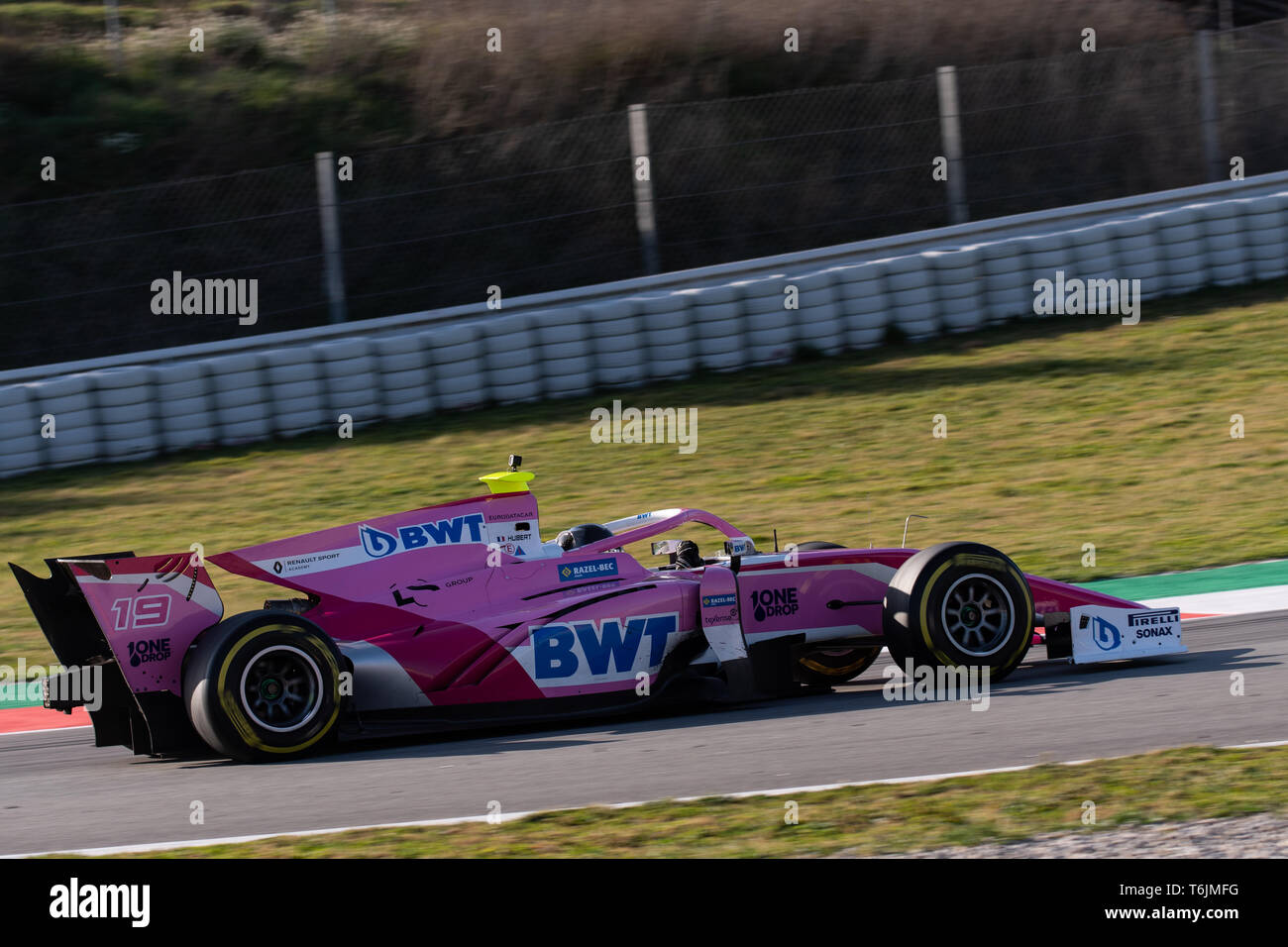 Barcellona, Spagna mar 5th, 2019 - Anthoine Hubert dalla Francia con 19 BWT Arden - sulla via durante il giorno 1 del campionato FIA di F2 2019 Pre-Season Test al Circuito de C Foto Stock