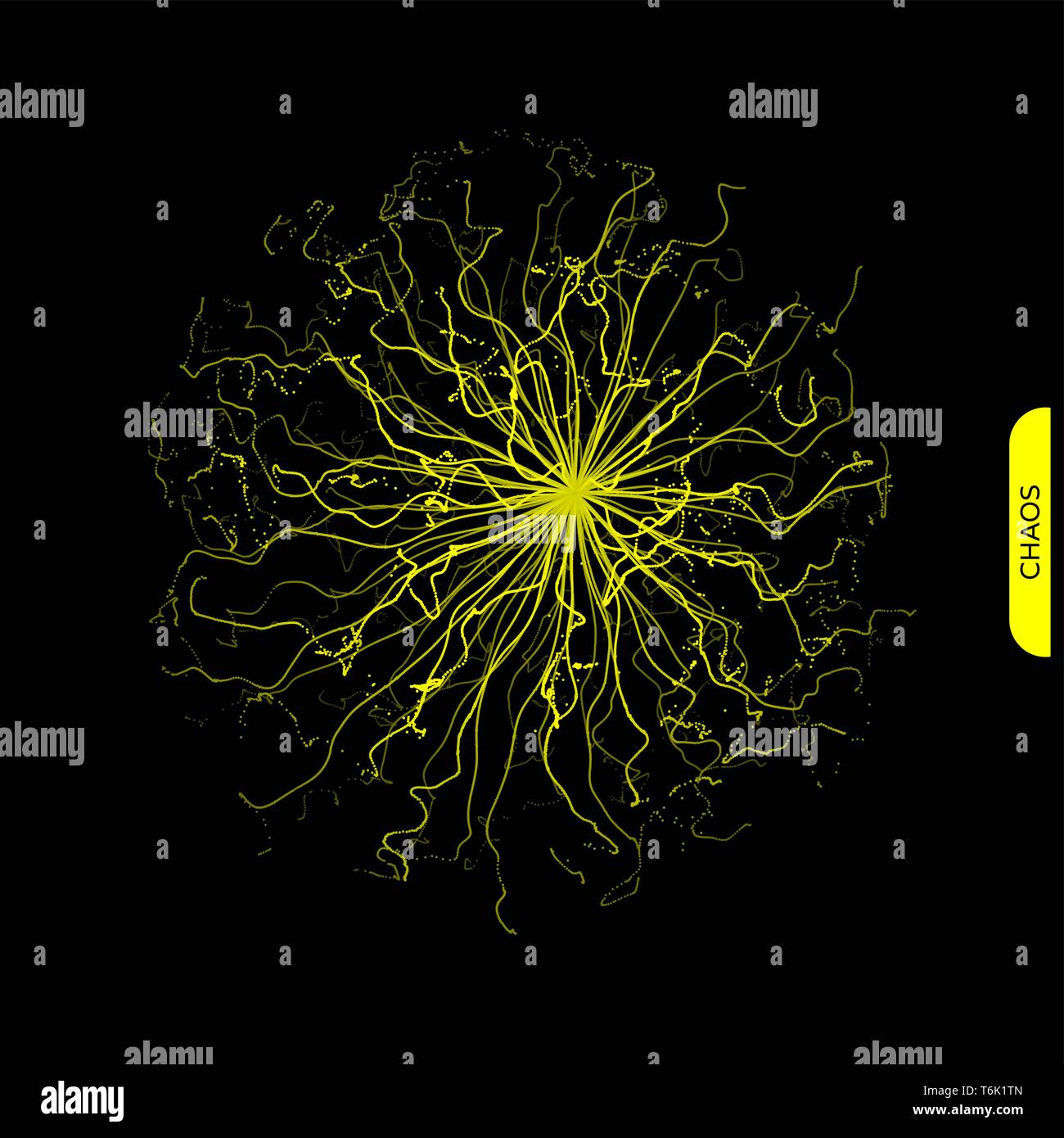 Array con particelle di dinamica. 3d la tecnologia avveniristica stile. Abstract background. Illustrazione Vettoriale. Illustrazione Vettoriale