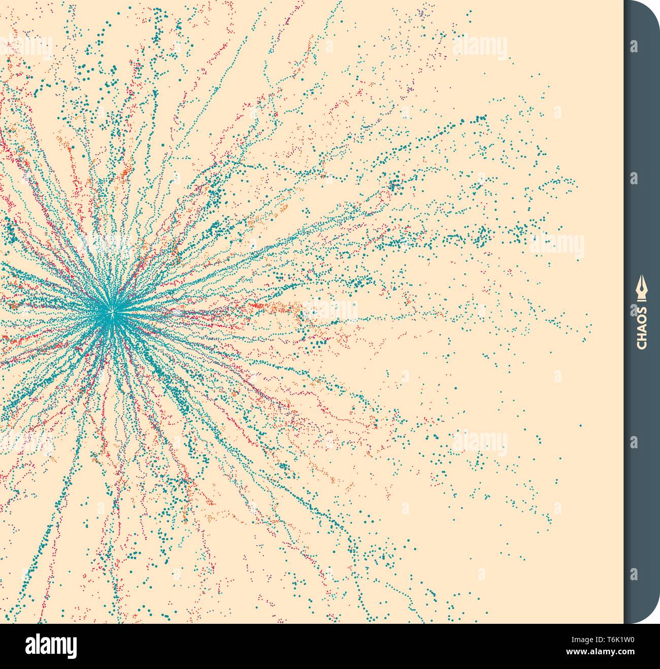 Array con particelle di dinamica. 3d la tecnologia avveniristica stile. Abstract background. Illustrazione Vettoriale. Illustrazione Vettoriale