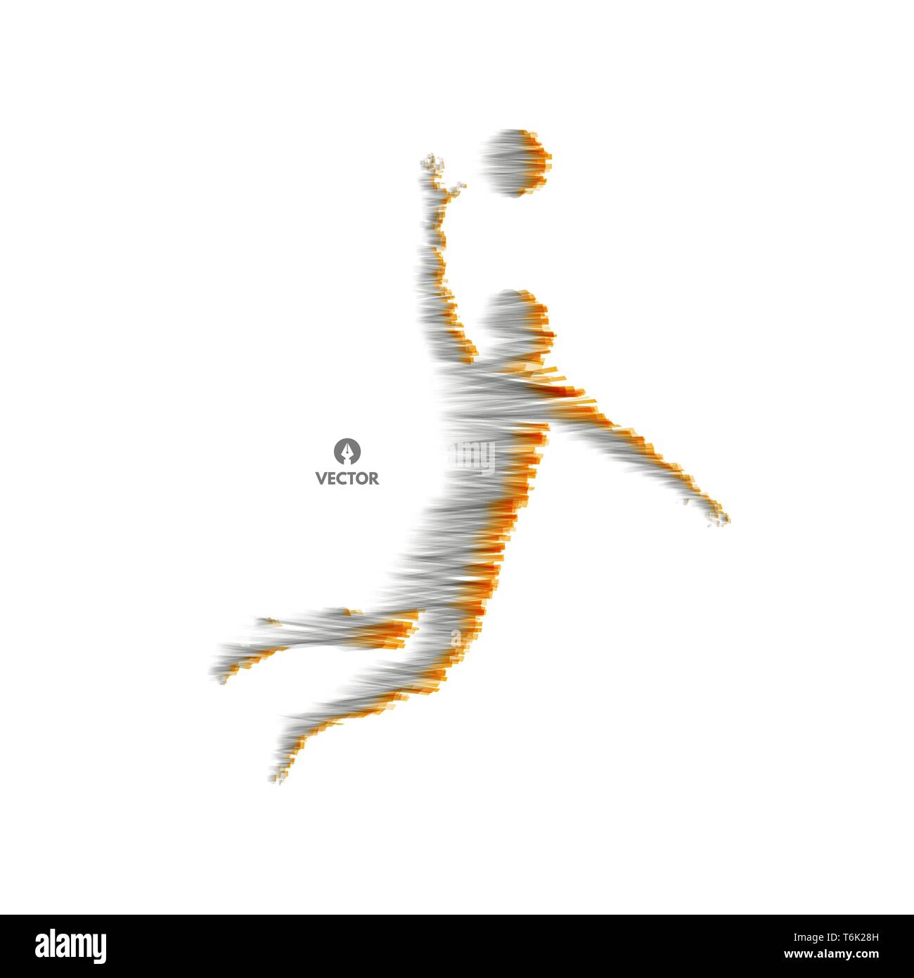 Atleta di pallavolo in azione. Sport simbolo. Illustrazione Vettoriale. Illustrazione Vettoriale