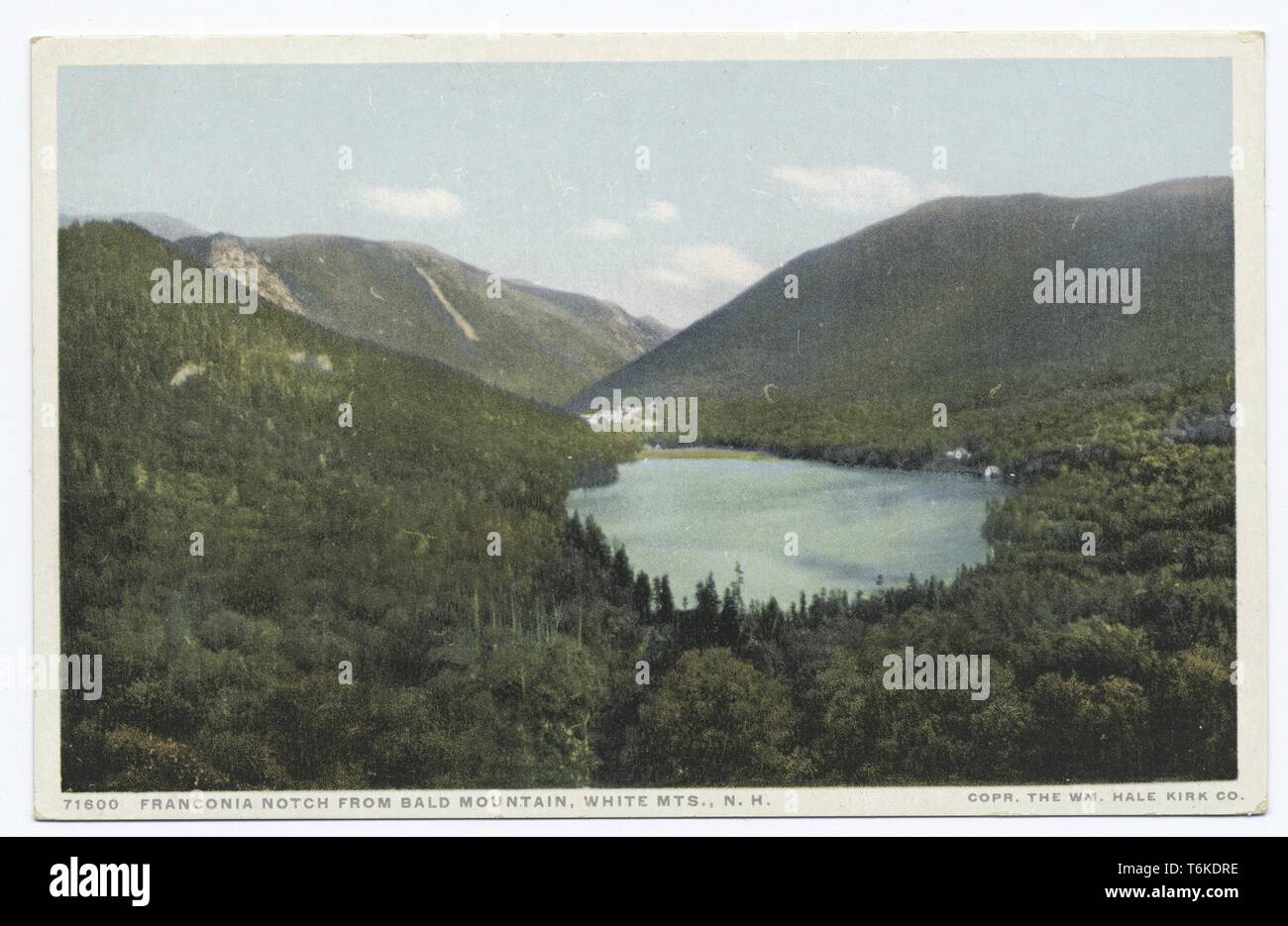 Detroit Publishing Company vintage cartolina di Franconia Notch da montagna calva, White Mountains, New Hampshire, 1914. Dalla Biblioteca Pubblica di New York. () Foto Stock