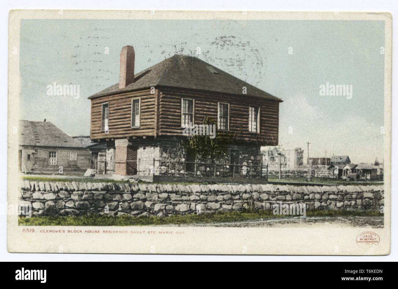 Detroit Publishing Company vintage cartolina di Clergue del blocco House Residence in set di Sault, Marie, Ontario, 1914. Dalla Biblioteca Pubblica di New York. () Foto Stock