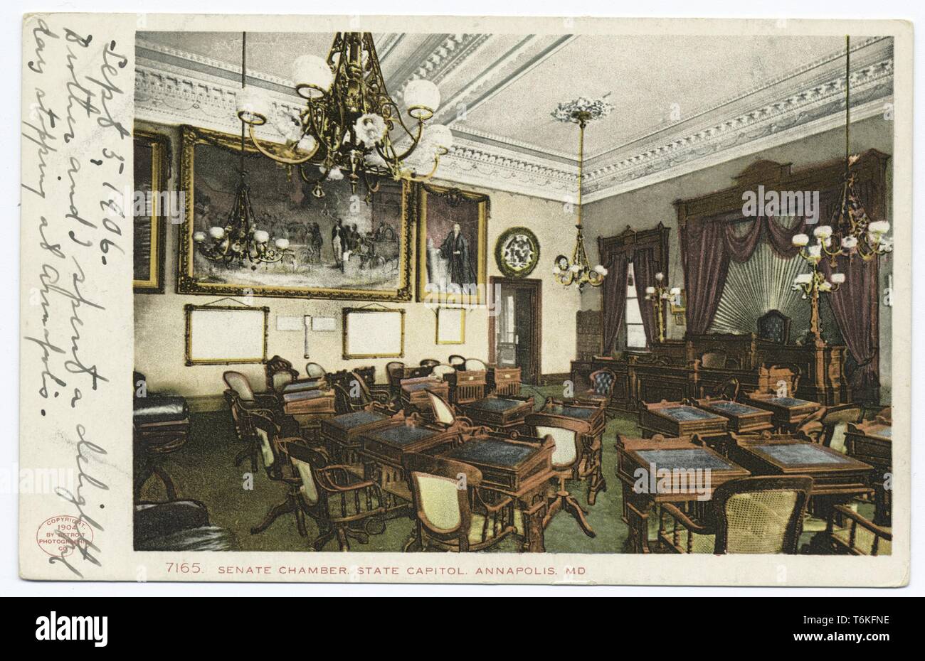 Detroit Publishing Company vintage cartolina del Campidoglio Camera del Senato in Annapolis, Maryland, 1914. Dalla Biblioteca Pubblica di New York. () Foto Stock
