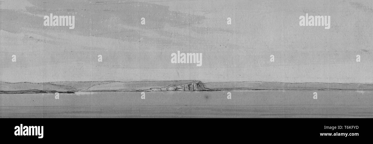 Vista illustrata da San Pietro Baia della riva sud-ovest di Cape Breton Island, Nova Scotia, Canada, 1754. Dalla Biblioteca Pubblica di New York. () Foto Stock